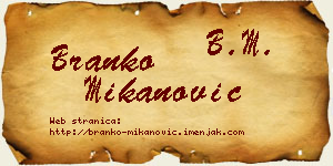 Branko Mikanović vizit kartica